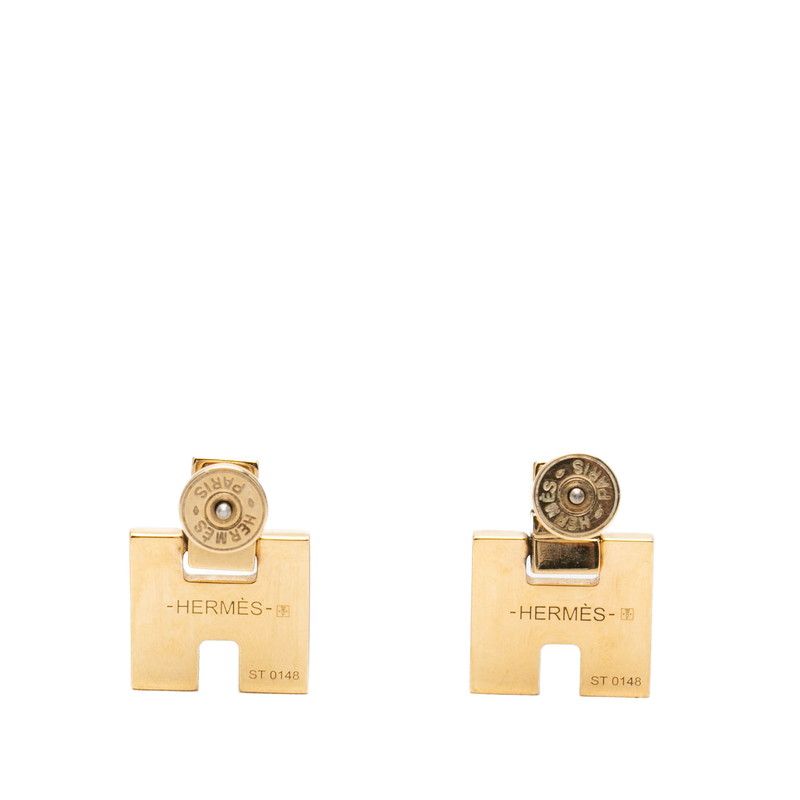 Hermes Irene Earrings Gold White Plated — view 2