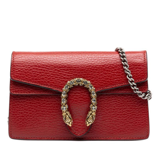 Gucci Dionysus Crossbody Chain Shoulder Bag Red Leather
