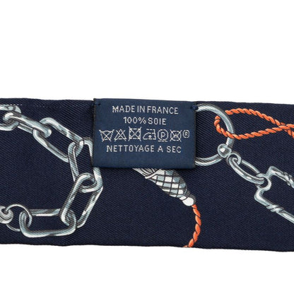 Hermes Twilly C'est la Fete Scarf Gray Navy Silk — view 4