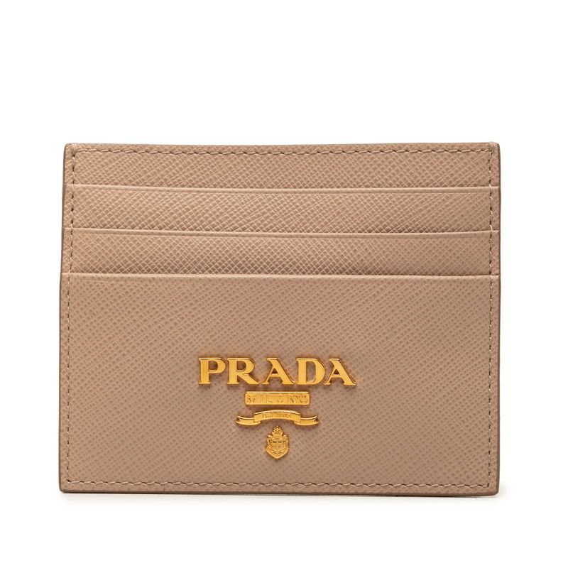 Prada Card Case Pink Beige Saffiano Leather