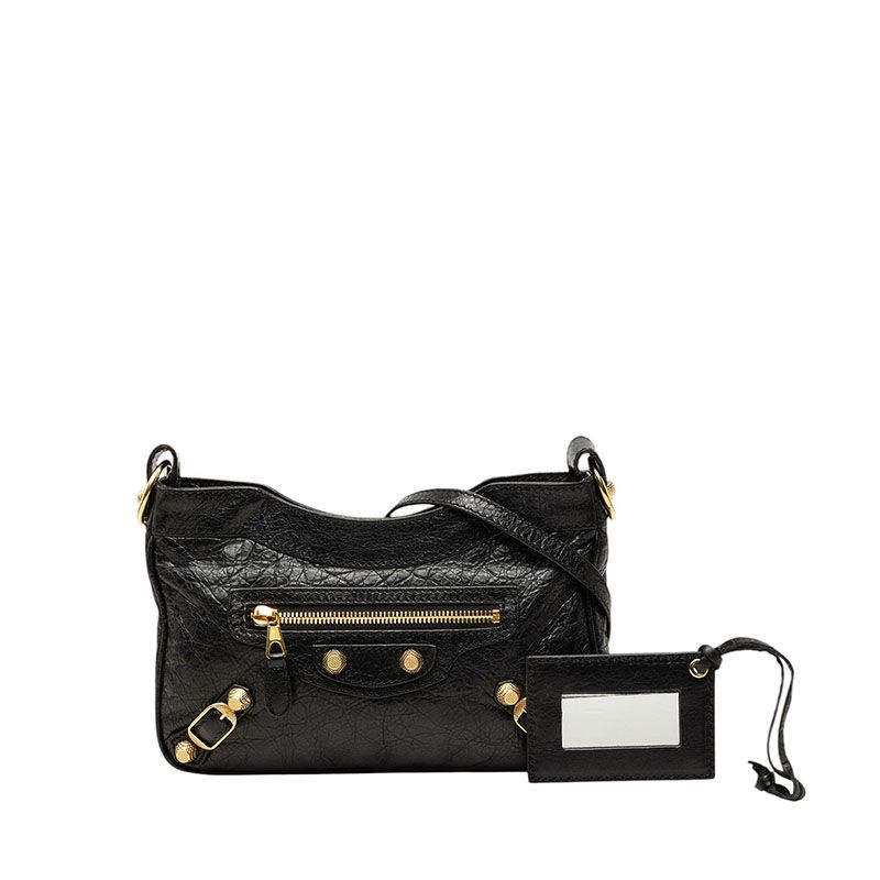 Balenciaga Giant Hips Crossbody Shoulder Bag Black Leather — view 7