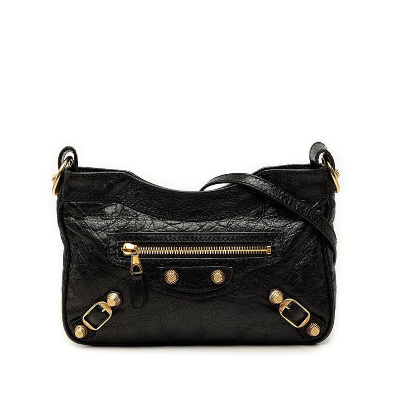 Balenciaga Giant Hips Crossbody Shoulder Bag Black Leather