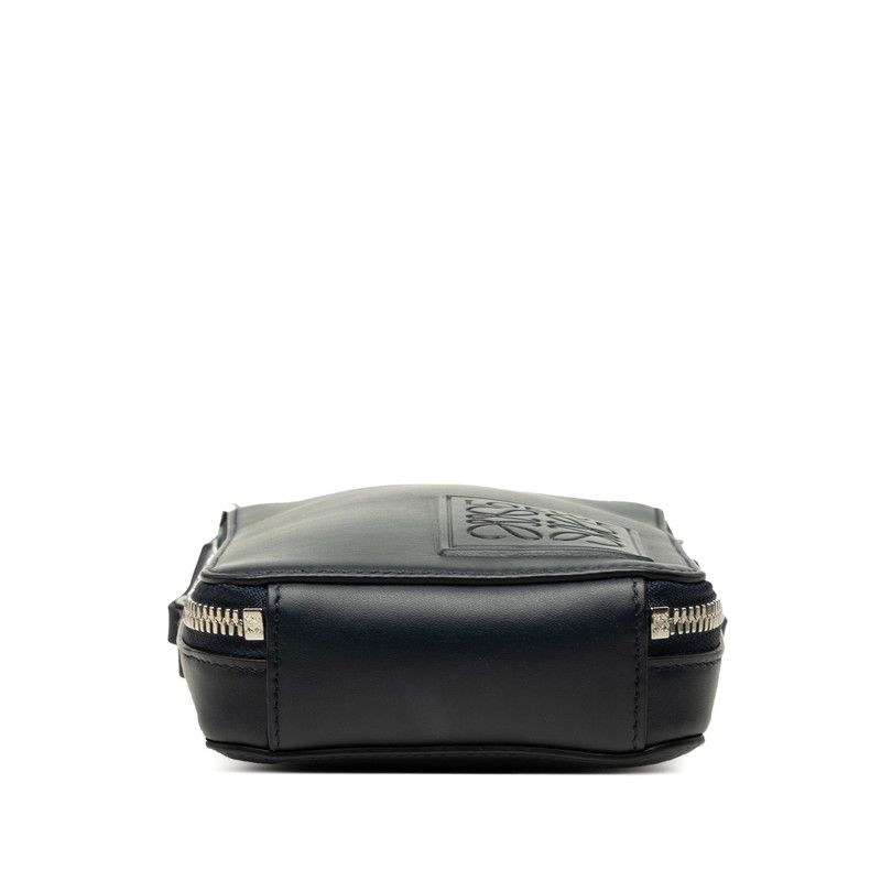 Loewe Anagram Vertical Crossbody Pocket Shoulder Bag Navy Leather — view 3