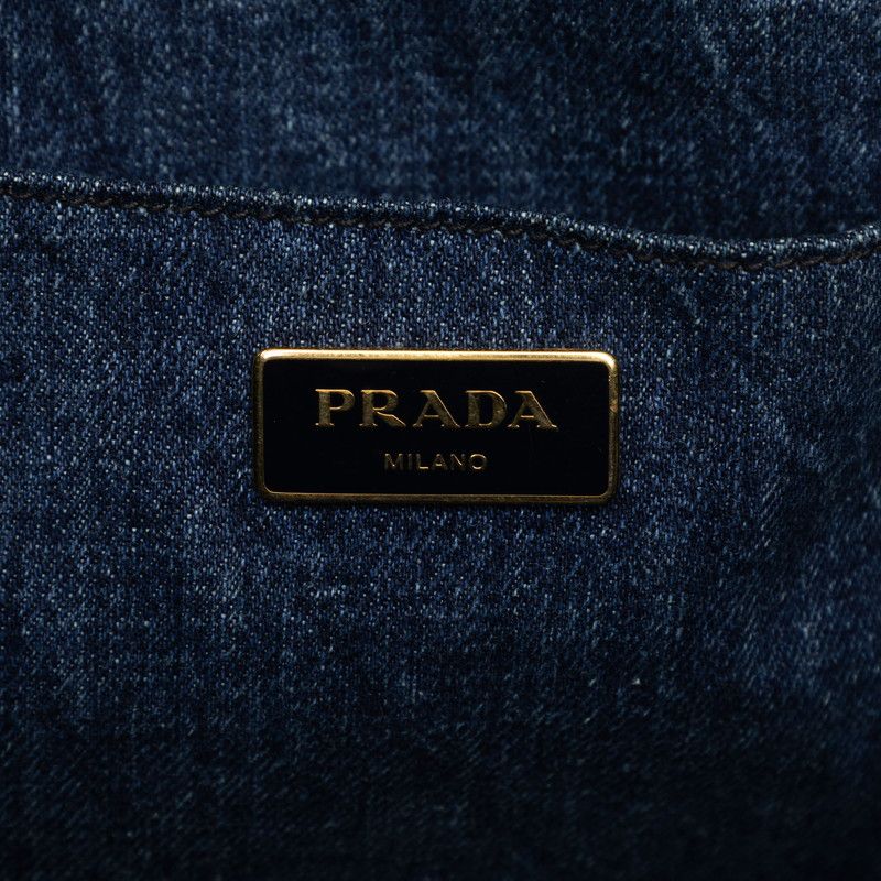 Prada Canapa 2-Way Crossbody Shoulder Bag Blue Denim — view 5