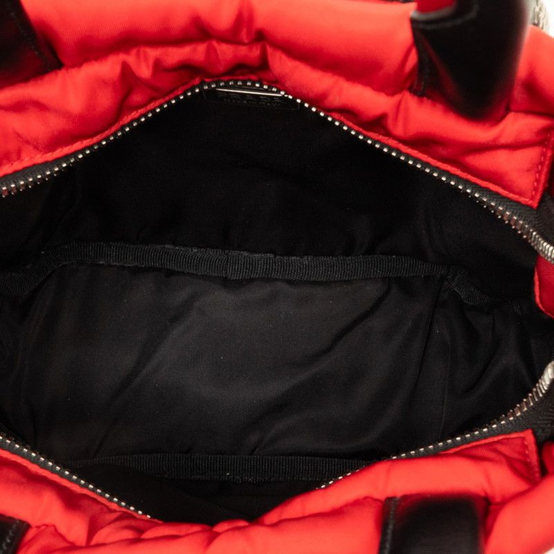 Prada Tessuto Pocket 2-Way Shoulder Bag Red Black Nylon Leather — view 4