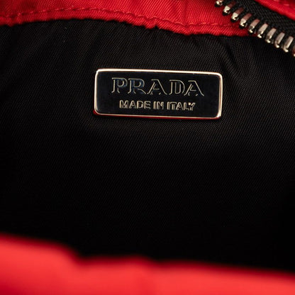 Prada Tessuto Pocket 2-Way Shoulder Bag Red Black Nylon Leather — view 5