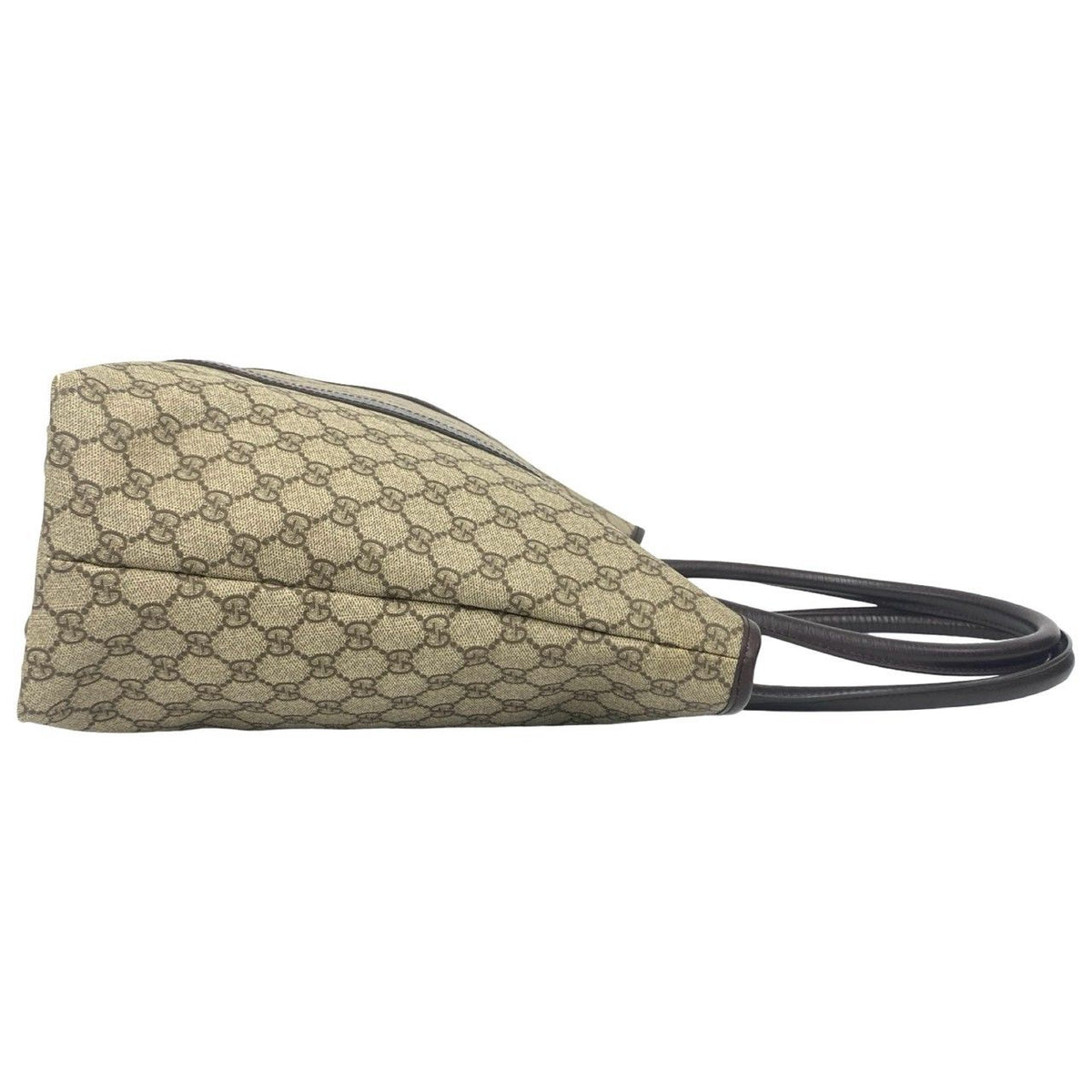 Gucci GG Supreme Logo Leather Tote Shoulder Bag Brown — view 6