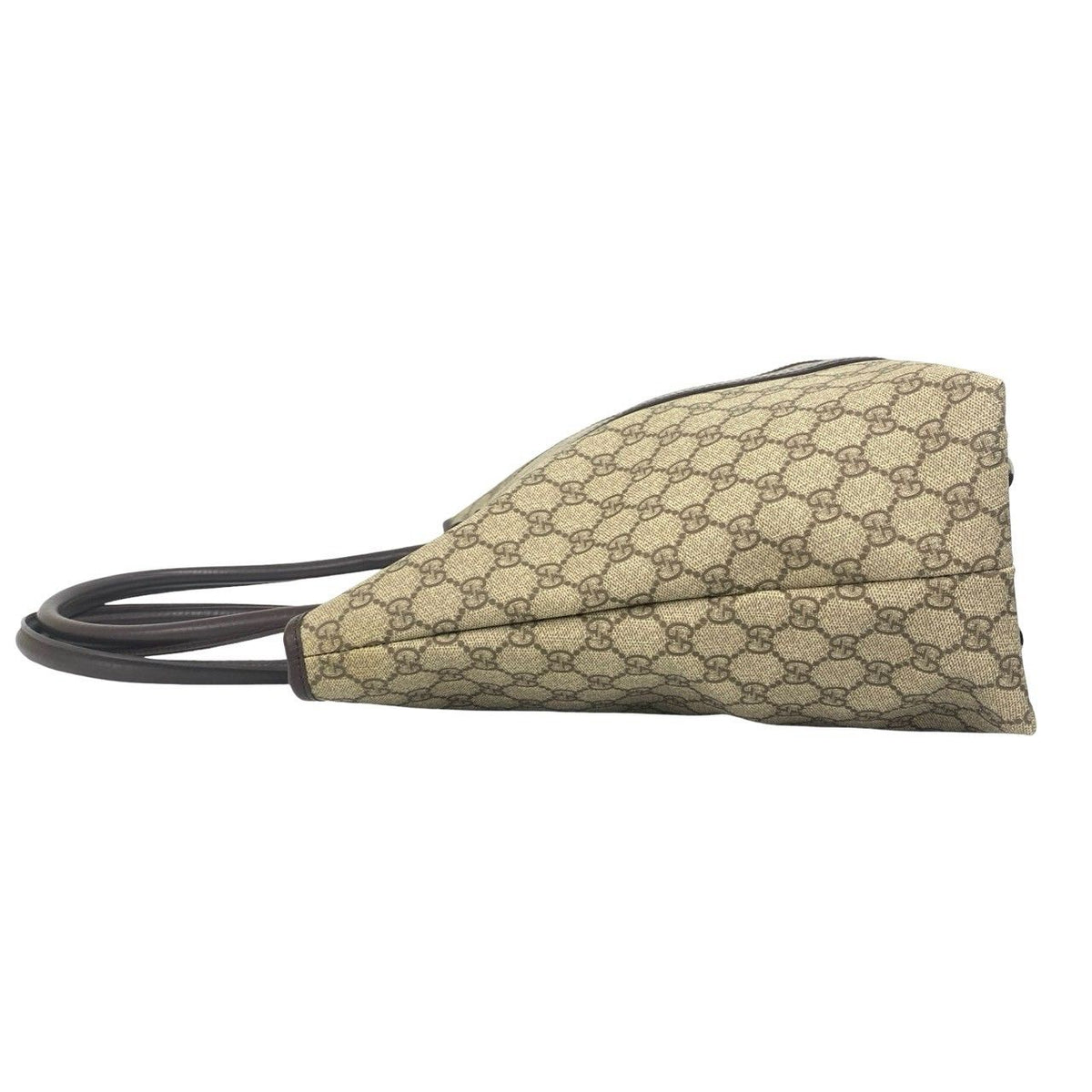 Gucci GG Supreme Logo Leather Tote Shoulder Bag Brown — view 5