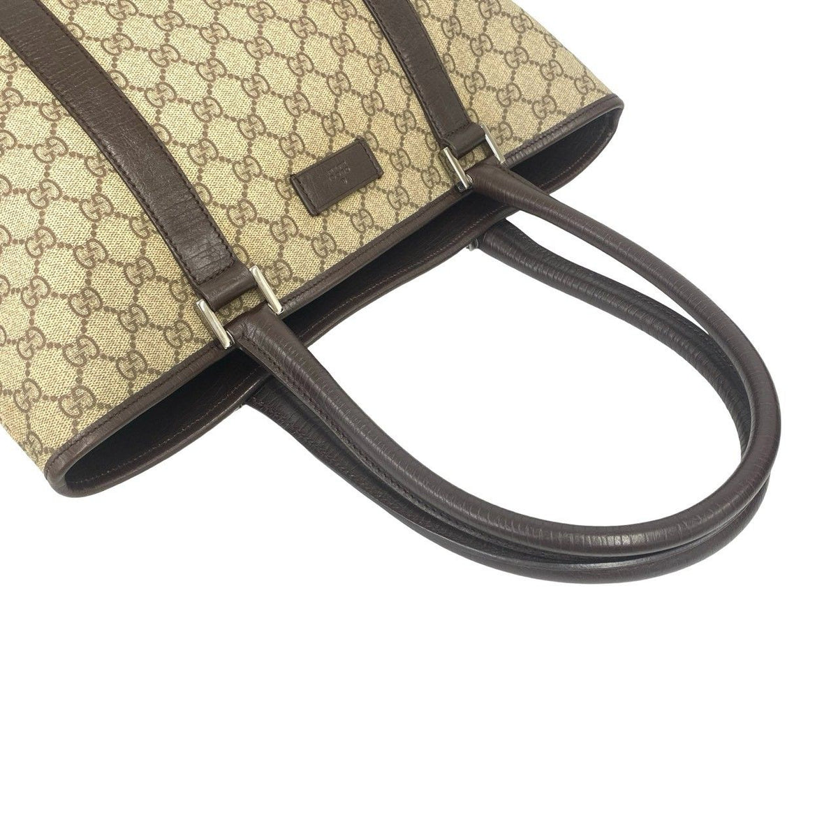 Gucci GG Supreme Logo Leather Tote Shoulder Bag Brown — view 4