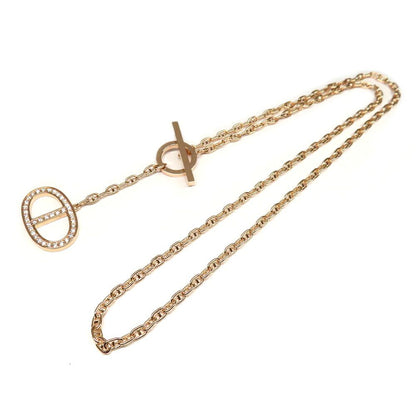 Hermes Necklace Chaine D'ancre Contour Pave Diamond ST Pink Gold — view 7