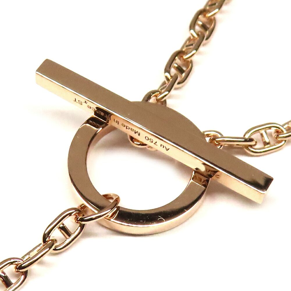 Hermes Necklace Chaine D'ancre Contour Pave Diamond ST Pink Gold — view 6