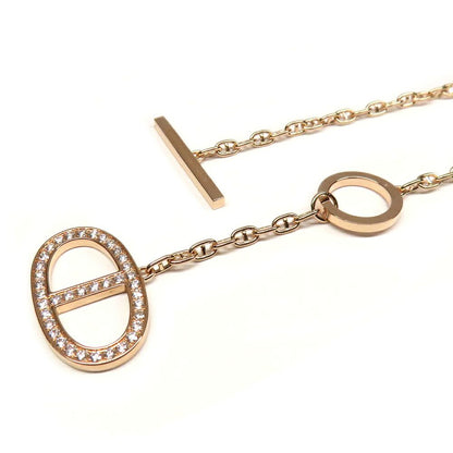 Hermes Necklace Chaine D'ancre Contour Pave Diamond ST Pink Gold — view 8