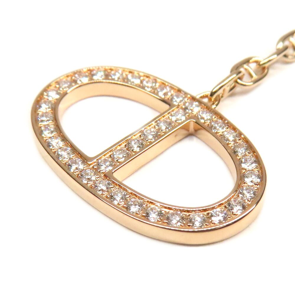 Hermes Necklace Chaine D'ancre Contour Pave Diamond ST Pink Gold — view 2