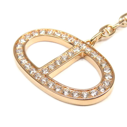 Hermes Necklace Chaine D'ancre Contour Pave Diamond ST Pink Gold — view 2