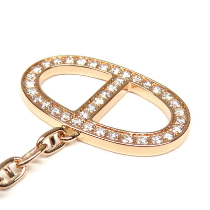 Hermes Necklace Chaine D'ancre Contour Pave Diamond ST Pink Gold — view 4