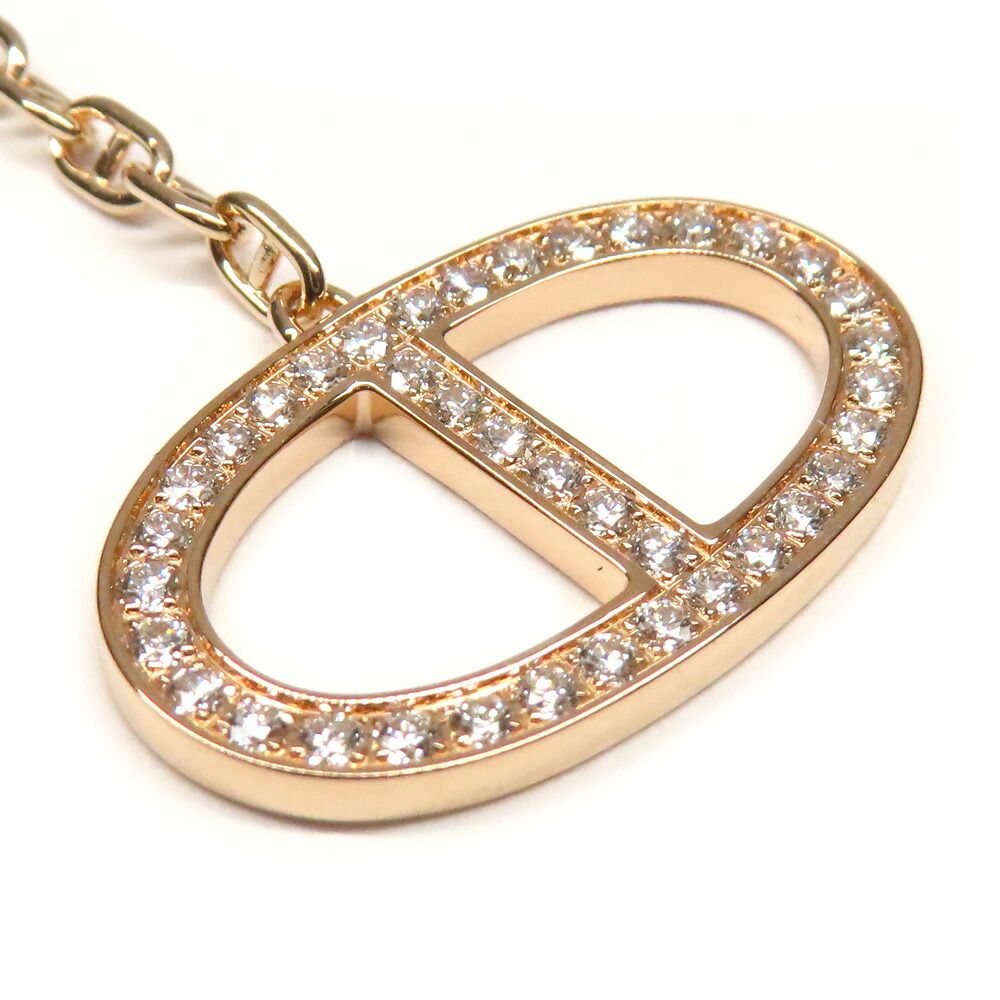Hermes Necklace Chaine D'ancre Contour Pave Diamond ST Pink Gold — view 3