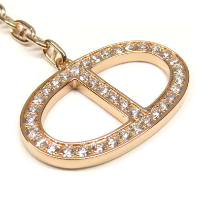 Hermes Necklace Chaine D'ancre Contour Pave Diamond ST Pink Gold — view 3