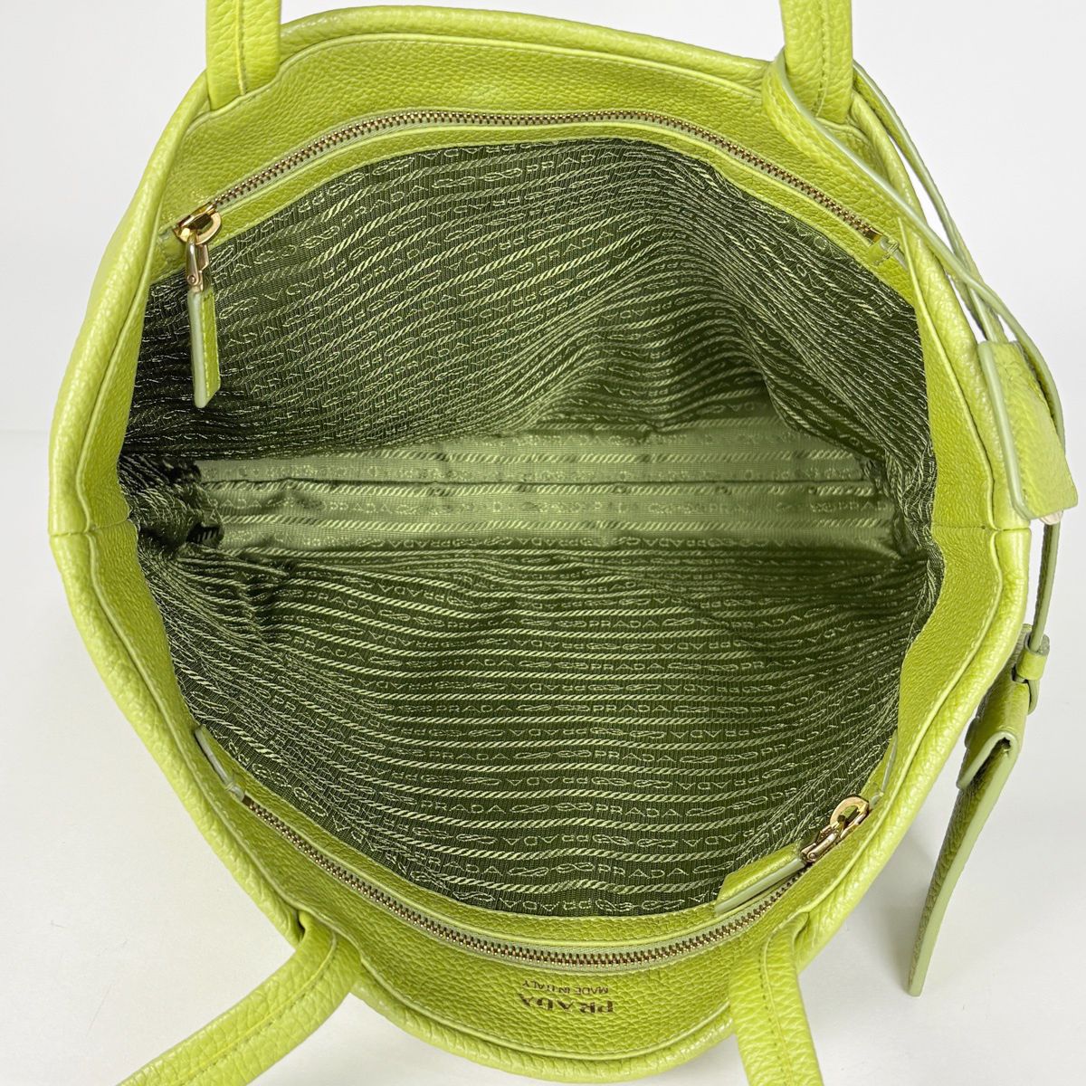 Prada Tote Bag Logo Leather Green — view 7
