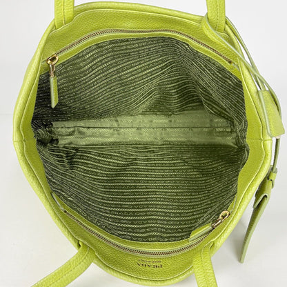 Prada Tote Bag Logo Leather Green — view 7
