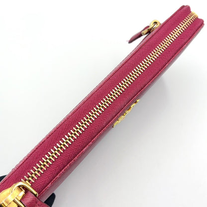 Prada Saffiano Leather L-shaped Zipper Pink Wallet Gold — view 8