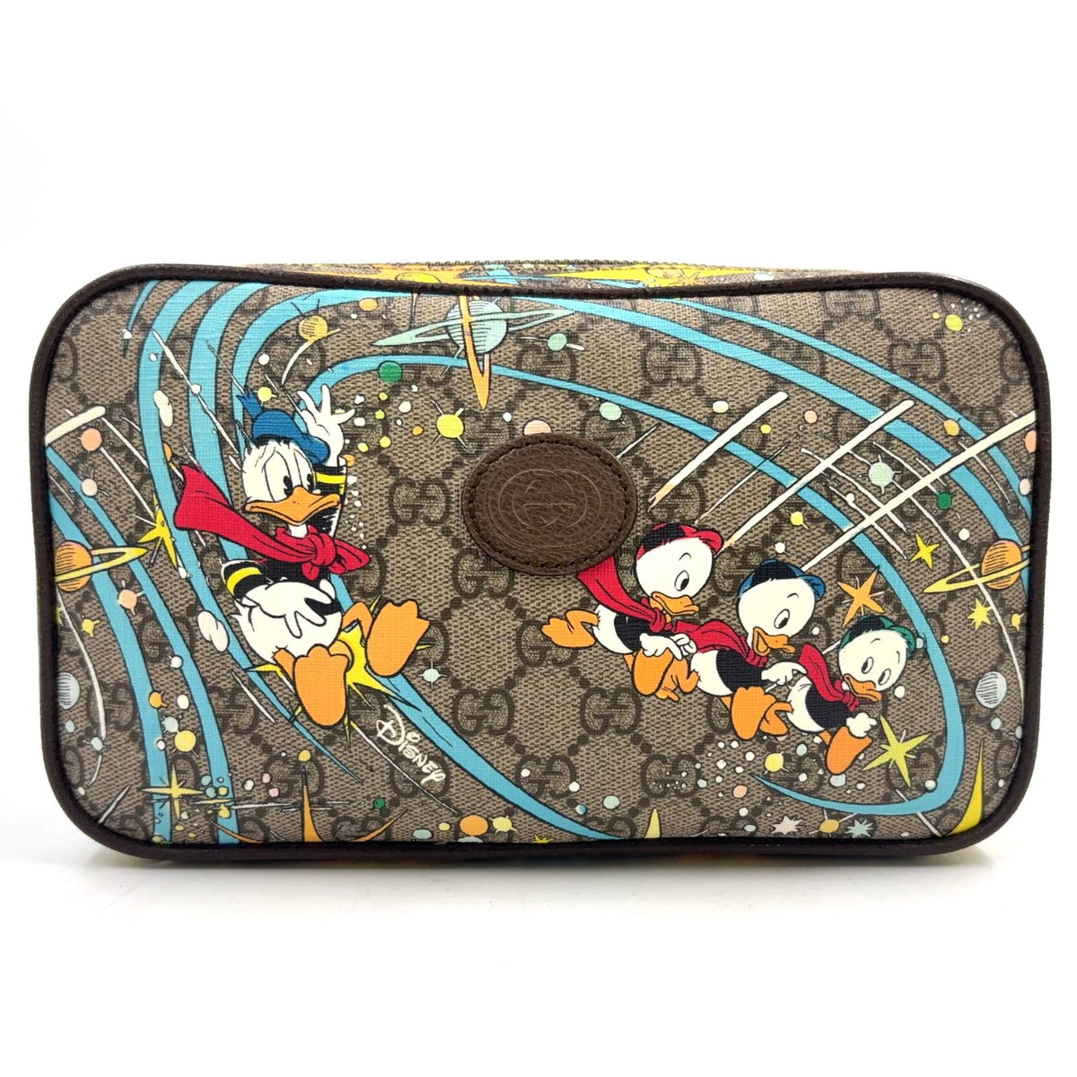 Gucci GG Supreme Disney Donald Duck Waist Bag Leather Brown Multicolor Gold