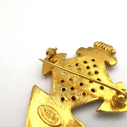 Chanel CC Logo Cross Motif Gold Plated Brooch — view 7