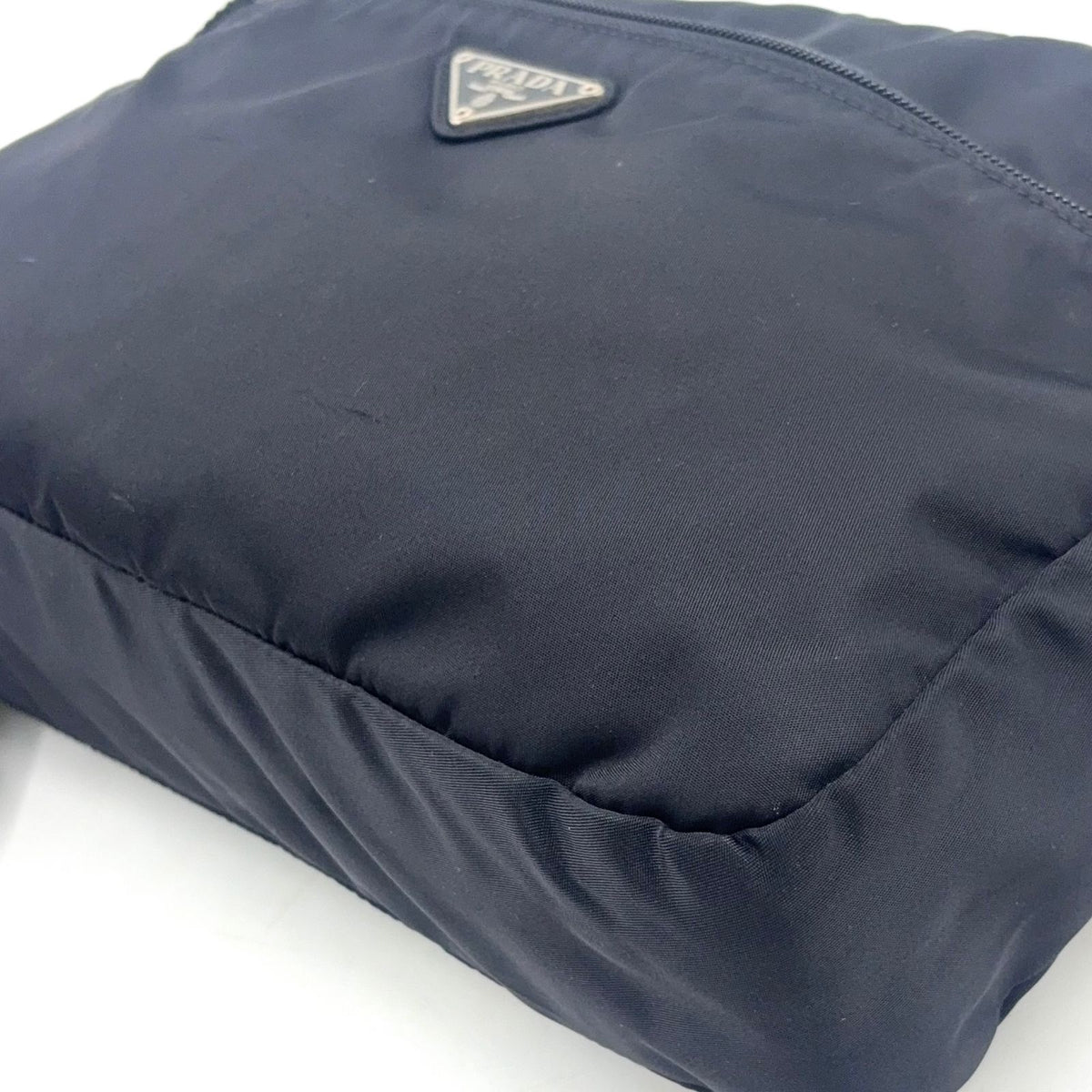 Prada Tessuto Nylon Leather Black Shoulder Bag Silver — view 6