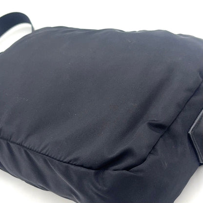 Prada Tessuto Nylon Leather Black Shoulder Bag Silver — view 8