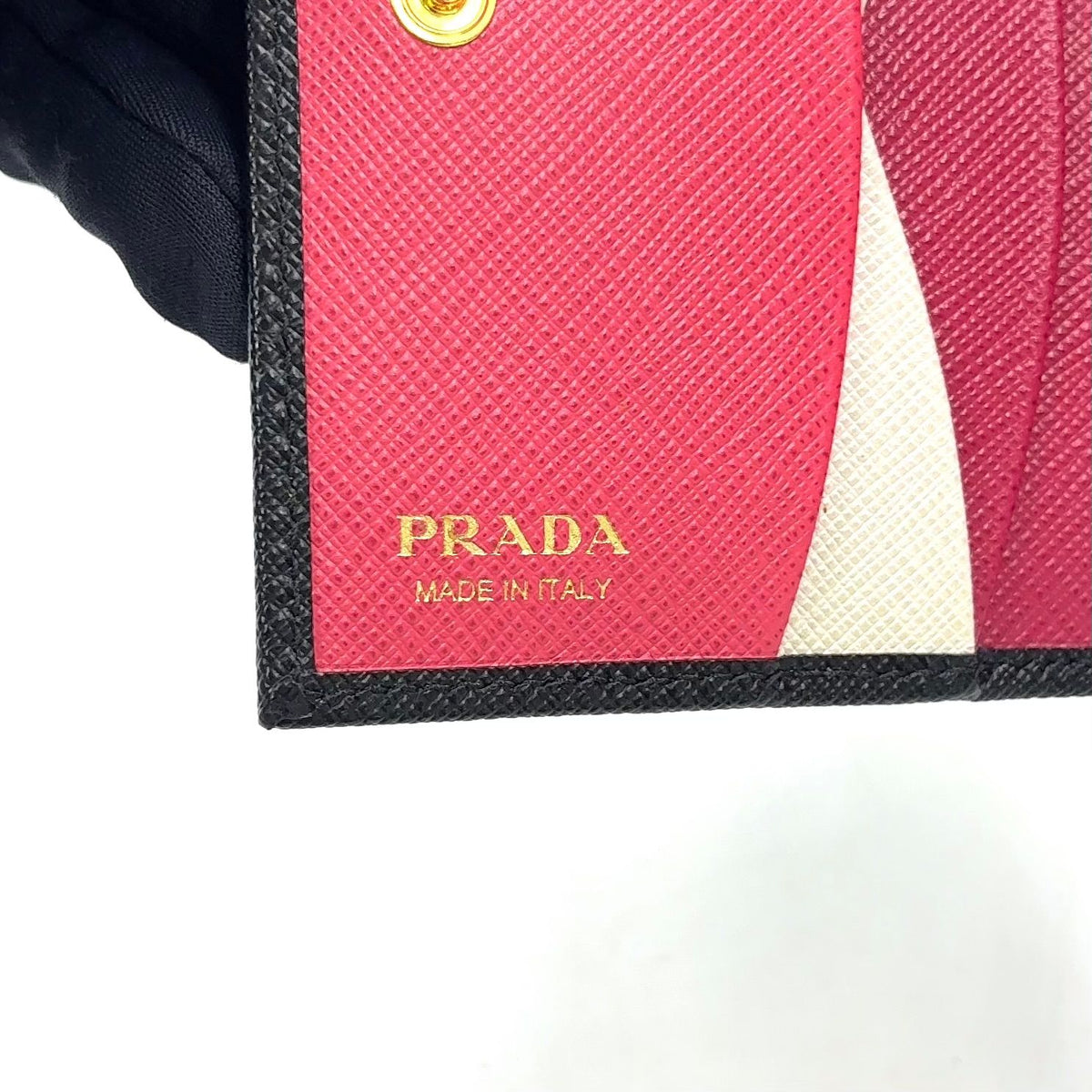 Prada Saffiano Multicolor Compact Wallet Leather Black Bifold Gold — view 4