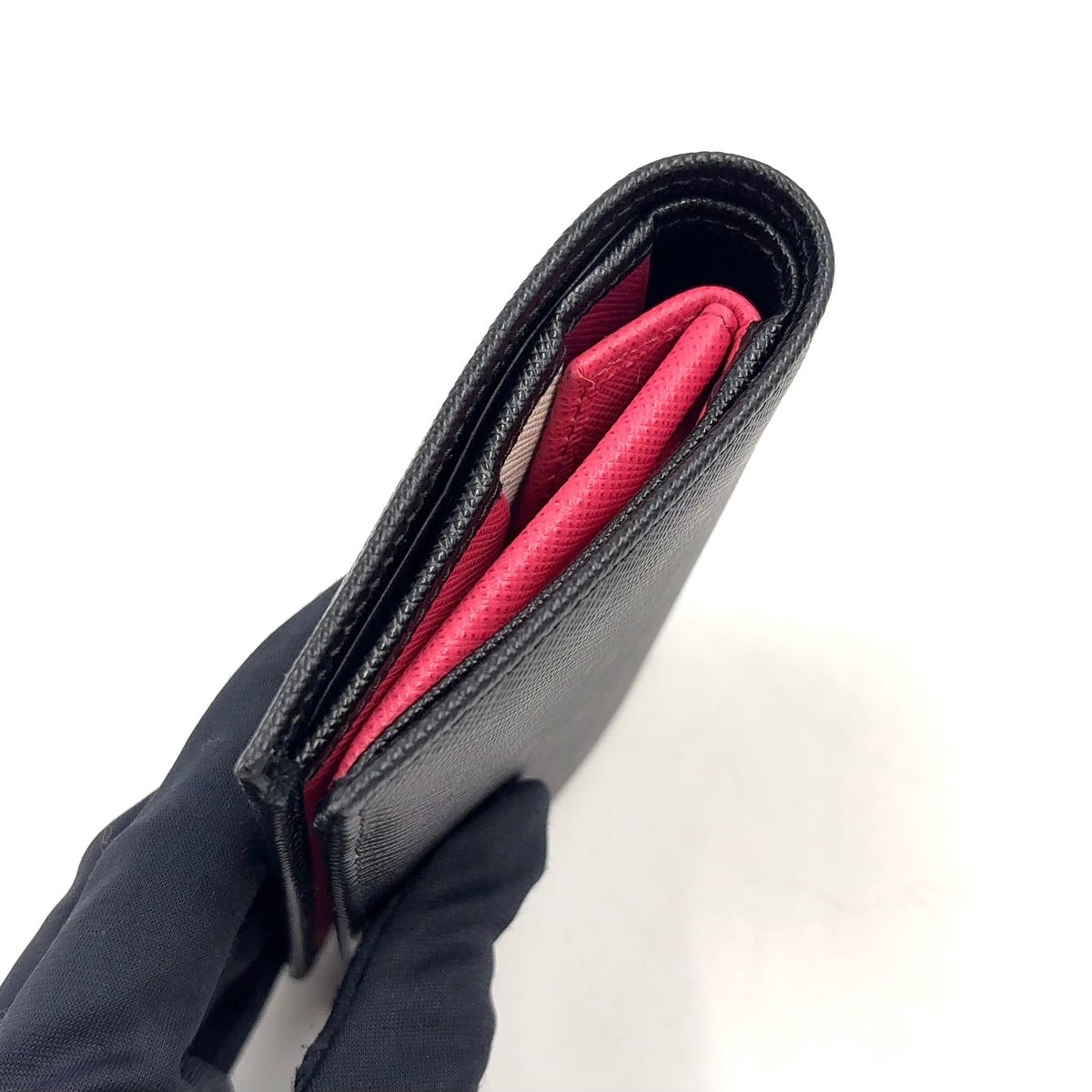 Prada Saffiano Multicolor Compact Wallet Leather Black Bifold Gold — view 5
