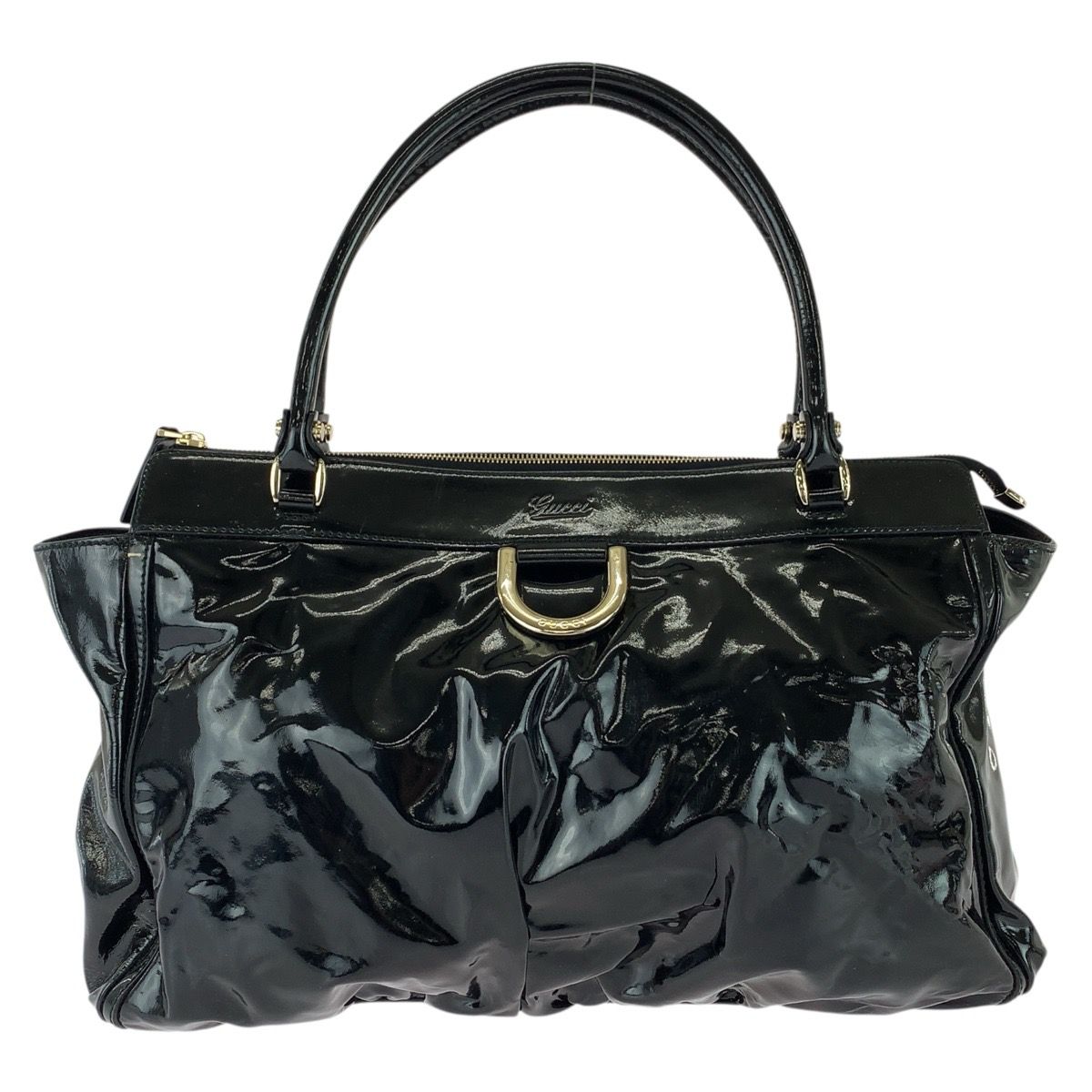 Gucci Abbey Black Gold Patent Tote Bag