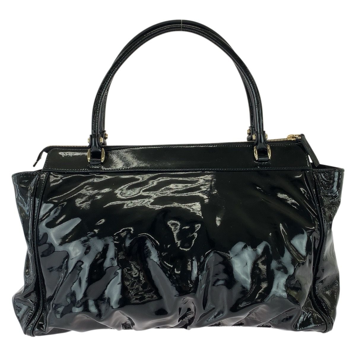 Gucci Abbey Black Gold Patent Tote Bag — view 2