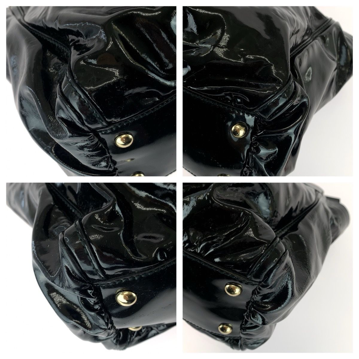 Gucci Abbey Black Gold Patent Tote Bag — view 3