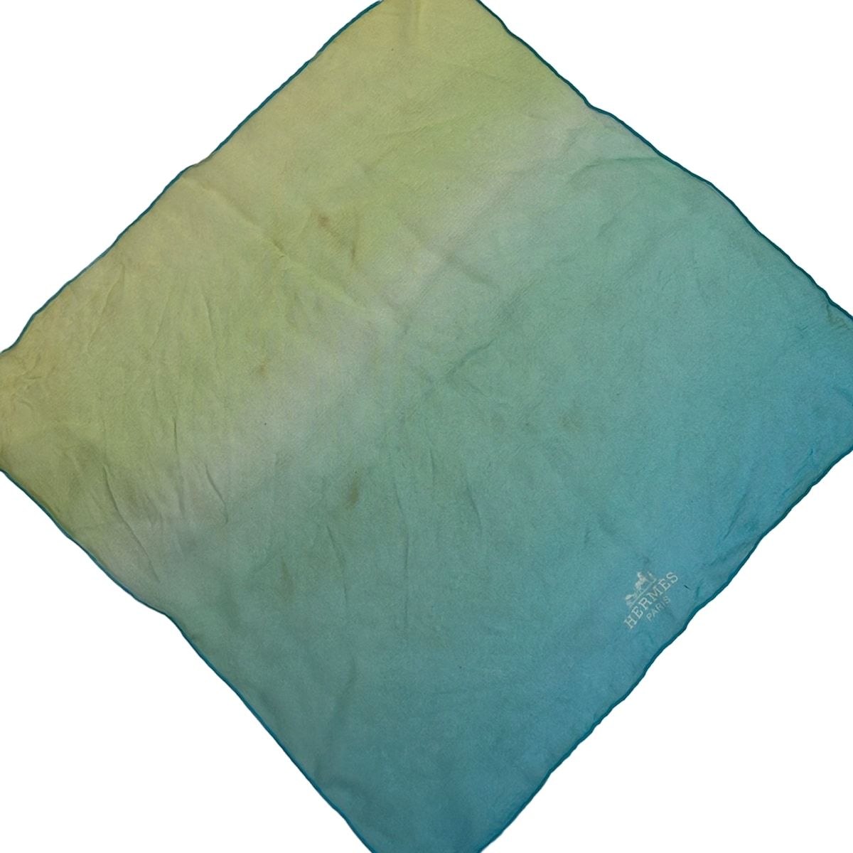 Hermes Scarf Gavroche Light Green Light Blue Gradation Silk