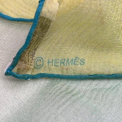 Hermes Scarf Gavroche Light Green Light Blue Gradation Silk — view 2