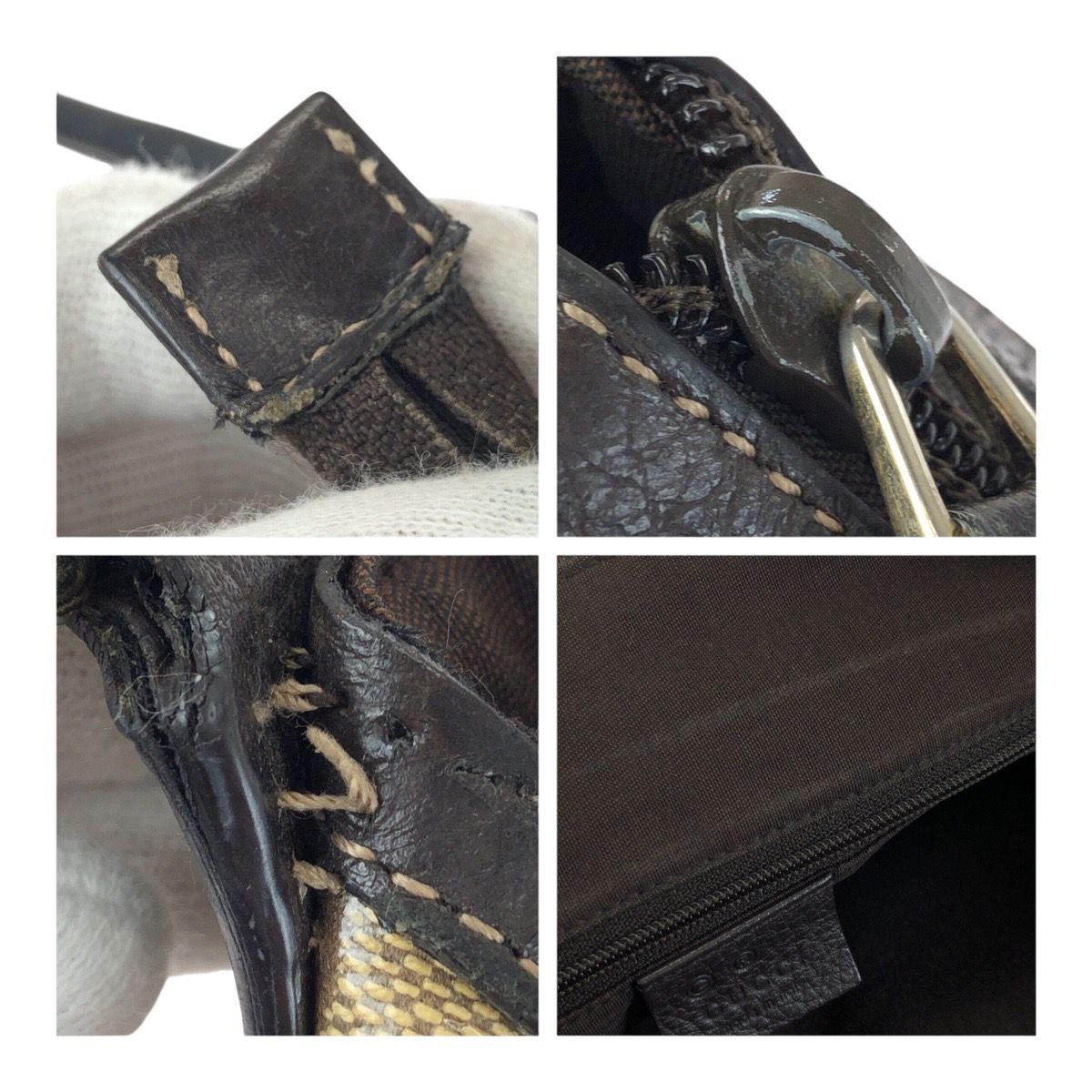 Gucci GG Crystal Brown Beige Gold Hobo Shoulder Bag — view 6