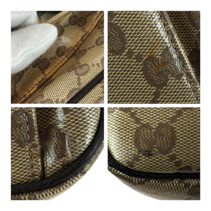 Gucci GG Crystal Brown Beige Gold Hobo Shoulder Bag — view 5