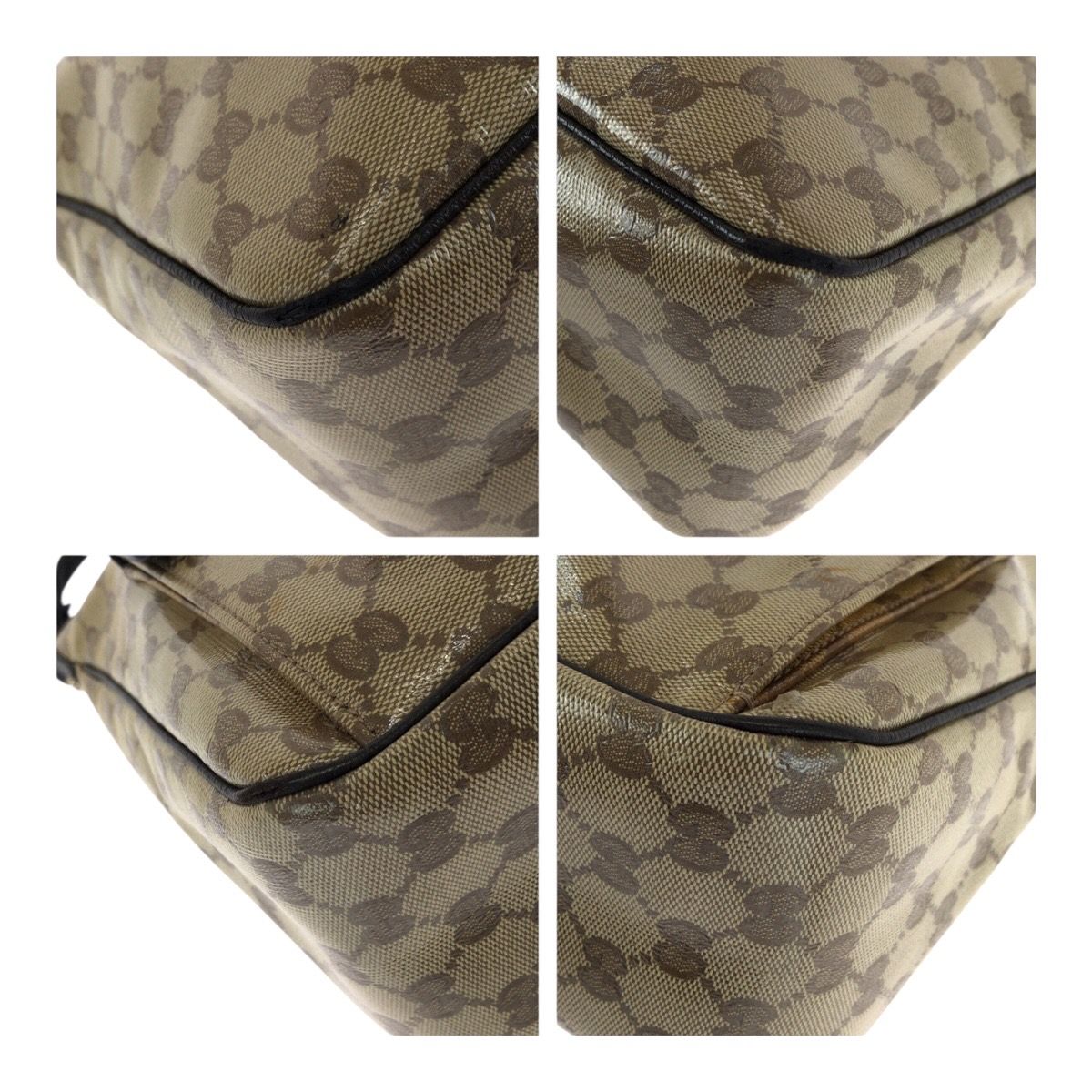 Gucci GG Crystal Brown Beige Gold Hobo Shoulder Bag — view 4