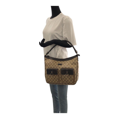 Gucci GG Crystal Brown Beige Gold Hobo Shoulder Bag — view 7