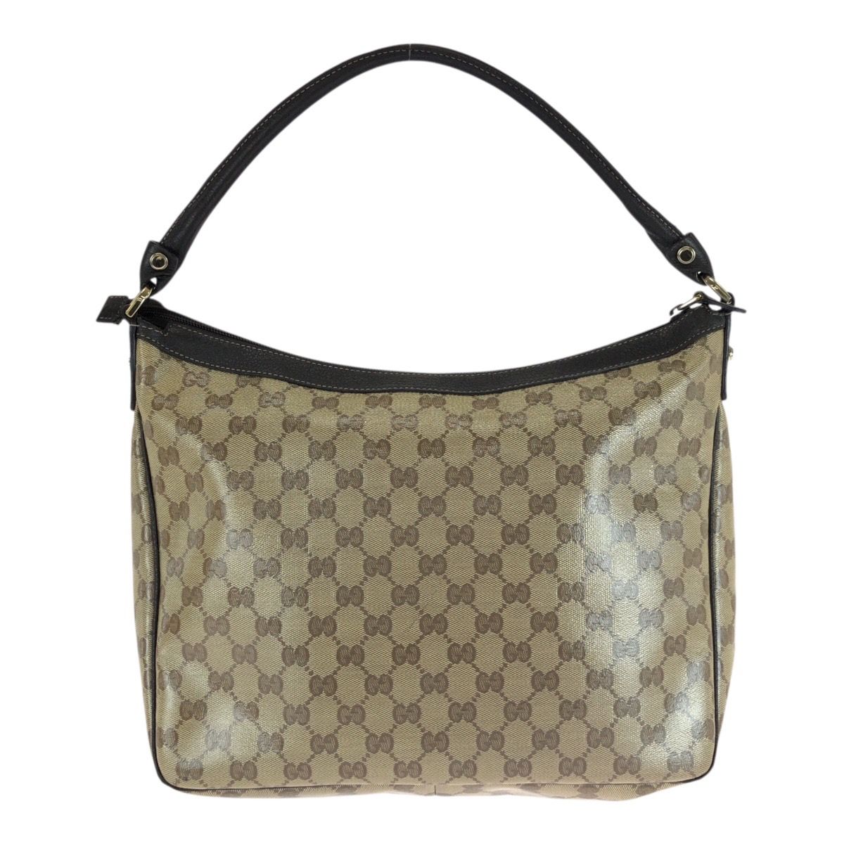 Gucci GG Crystal Brown Beige Gold Hobo Shoulder Bag — view 2