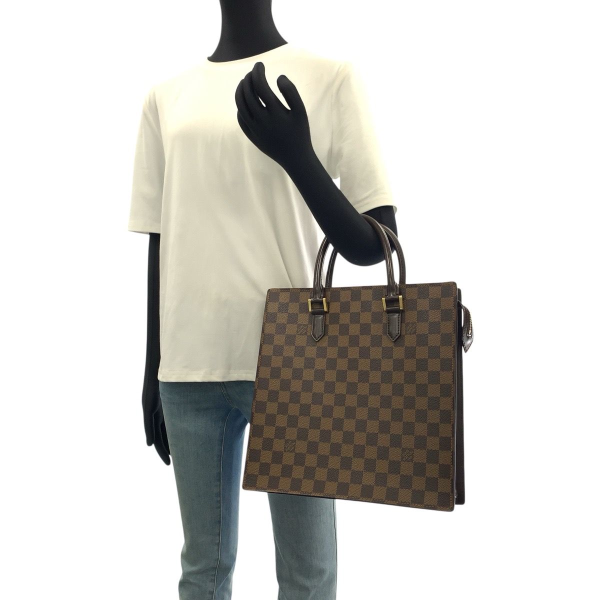 Louis Vuitton Damier Vvarnish PM Brown Gold Leather Tote Bag — view 5