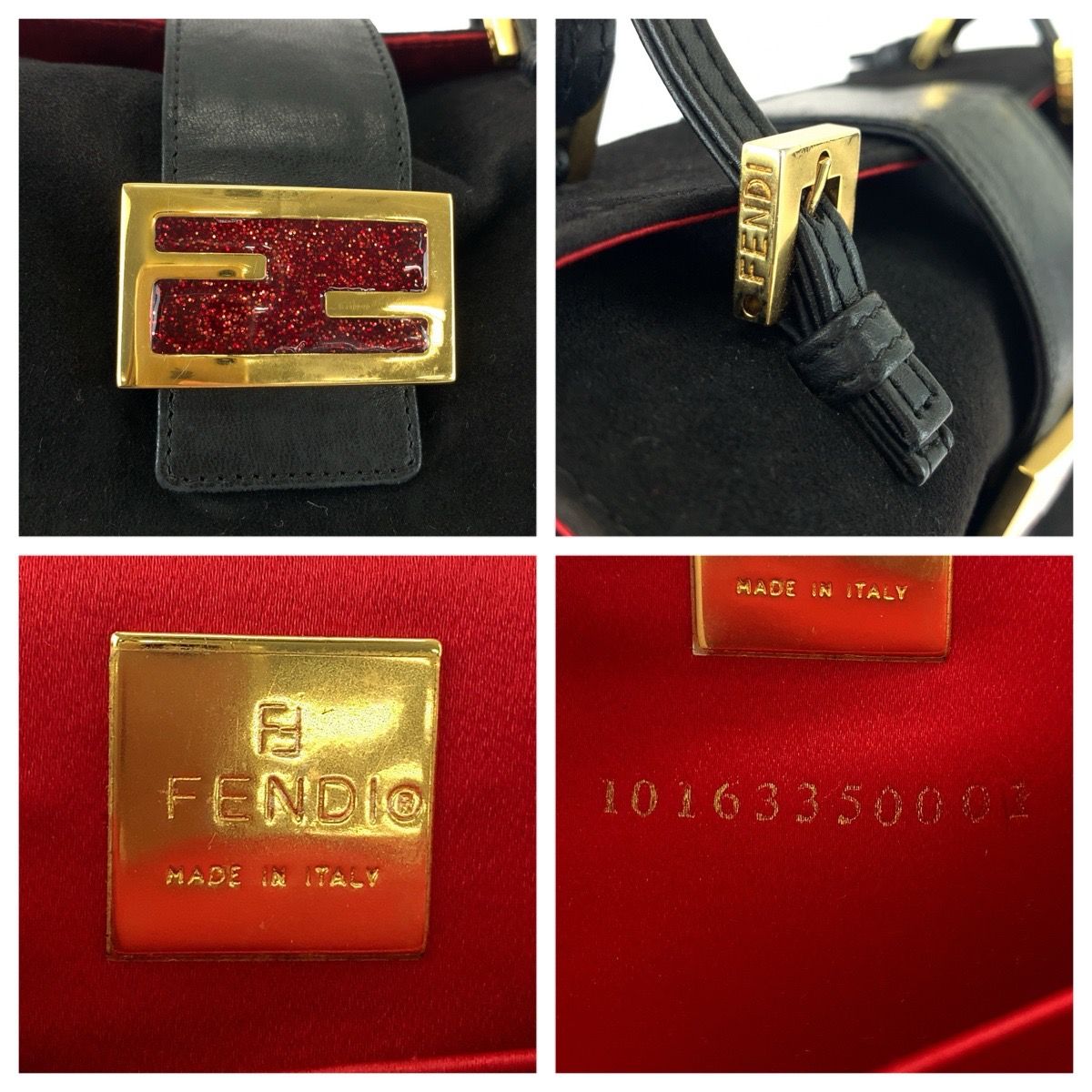 Fendi Vintage Mamma Black Gold Suede Handbag — view 4