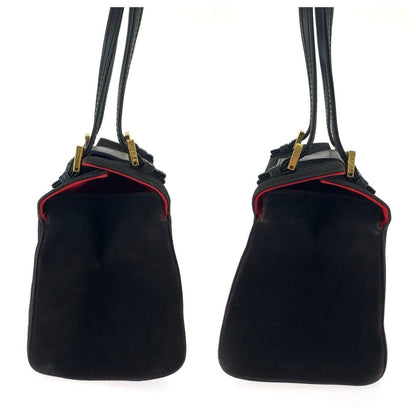 Fendi Vintage Mamma Black Gold Suede Handbag — view 8