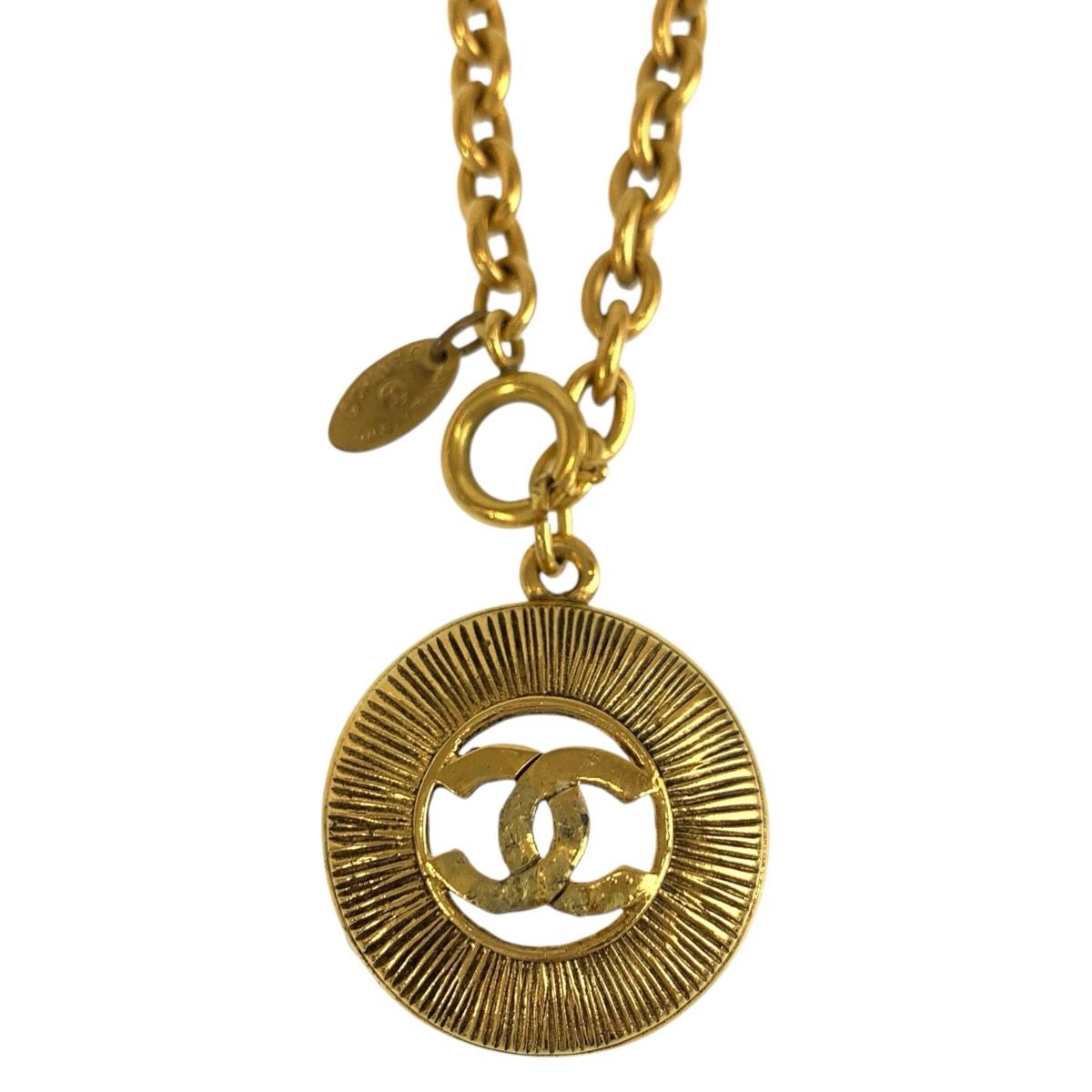 Chanel Vintage CC Logo Gold Plated Necklace