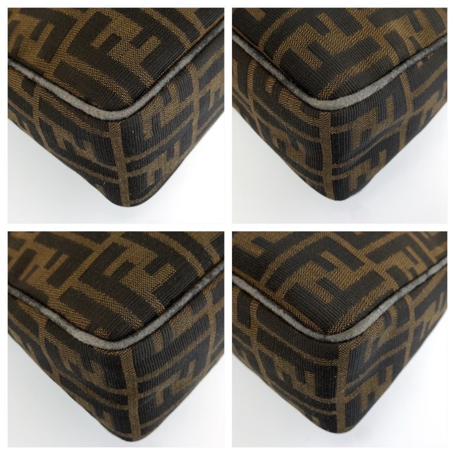 Fendi Vintage Zucca Brown Gold Canvas Leather Shoulder Bag — view 4