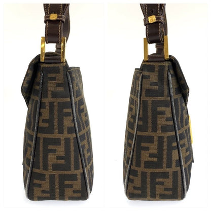 Fendi Vintage Zucca Brown Gold Canvas Leather Shoulder Bag — view 7