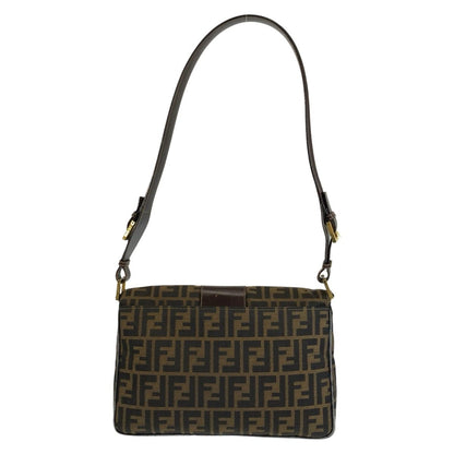 Fendi Vintage Zucca Brown Gold Canvas Leather Shoulder Bag — view 2