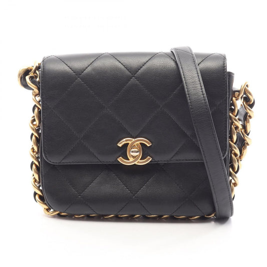 Chanel Shoulder Bag Quilted Small Flap Black Lambskin Chain