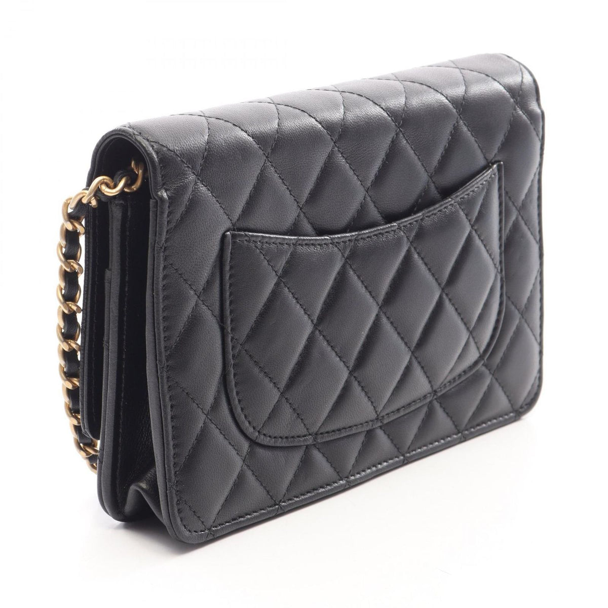 Chanel Shoulder Bag Quilted Icon Black Lambskin Charm Chain Wallet — view 2