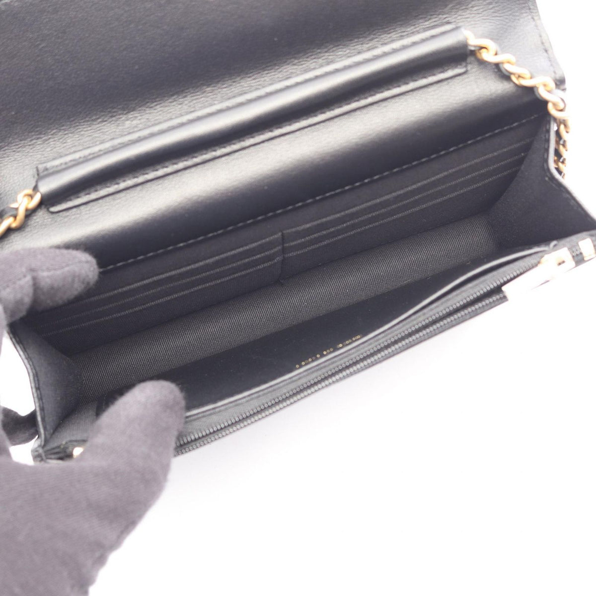 Chanel Shoulder Bag Quilted Icon Black Lambskin Charm Chain Wallet — view 3
